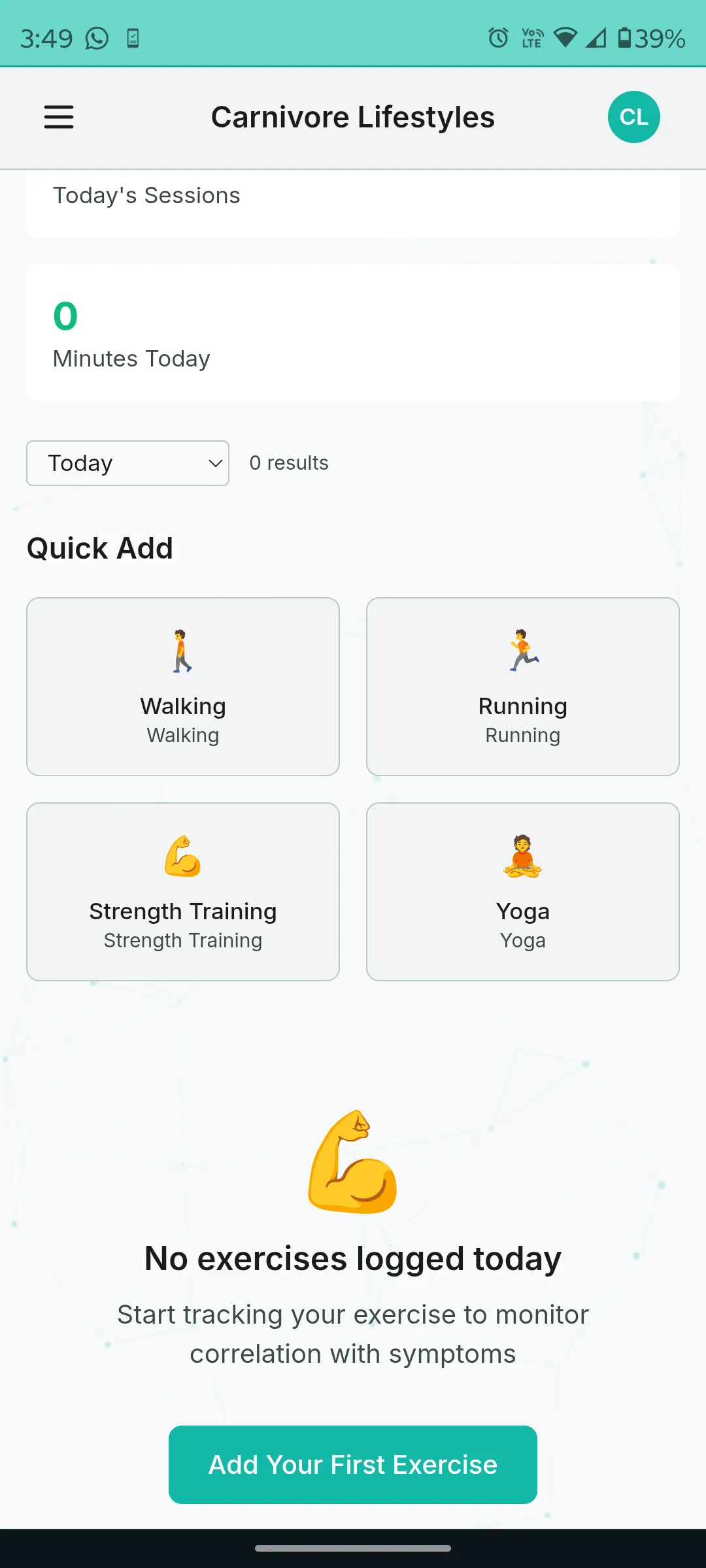 Exercise quick-add for humans